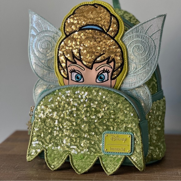 Loungefly Handbags - Loungefly Disney Tinker Bell Sequin Mini Backpack NWT